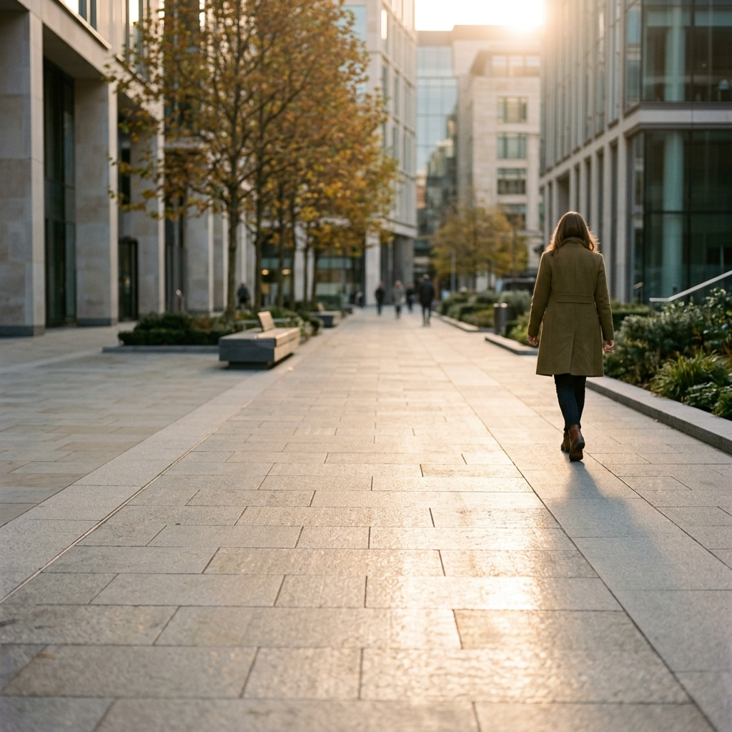 polarized sunglasses reducing glare during daily outdoor walking on urban pavement