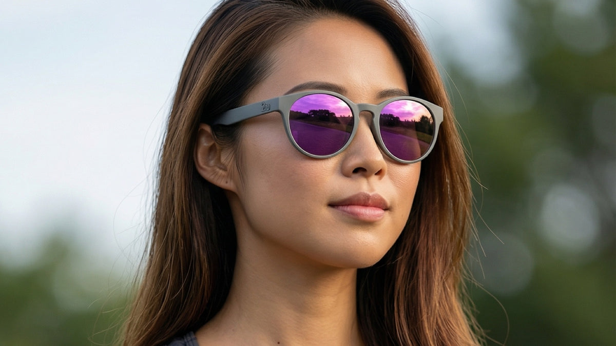 Asian outdoor athlete wearing 2nu sunglasses in bright daylight for a UV400 protection guide